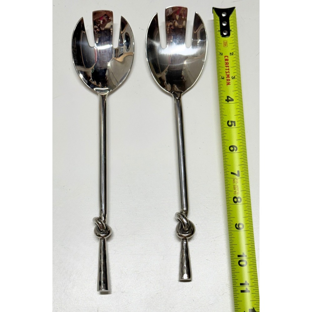 Mary Jude's Knot Salad Servers Set 2 Polished Stainless Steel Silver 11"